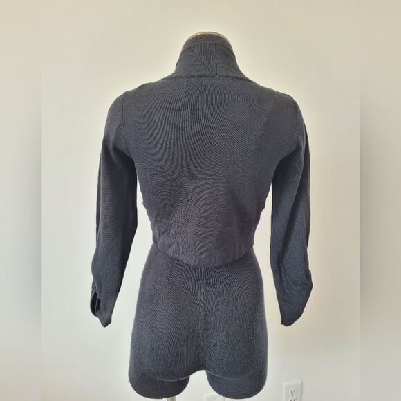 Maurices Cropped Black Half Cardigan Sweater Modest Coverup Y2K Formal Medium - Picture 4 of 9